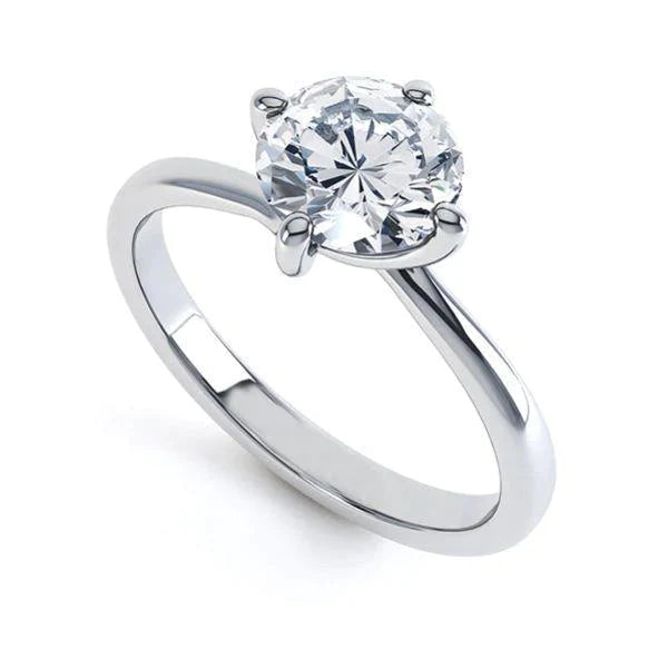 Bague De Fiançailles Réel Diamant Solitaire Scintillant 2.50 Carats Or Blanc