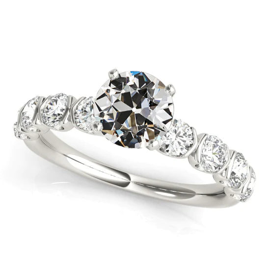 Bague De Fiançailles Réel Diamant Taille Ancienne Griffes Demi-Clos Serti 4 Carats