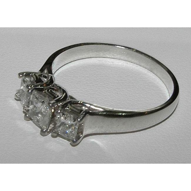 Bague De Fiançailles Réel Diamant Taille Princesse 2.01 Ct Trois Pierres