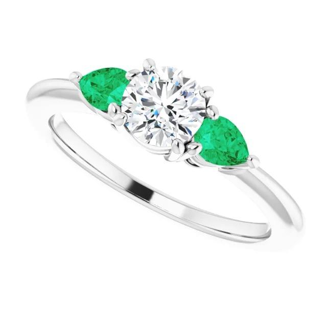Bague De Fiançailles Réel Diamant Trois Pierres 1.50 Carat
