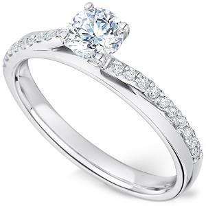 Bague De Fiançailles Réel Diamants Coupe Ronde 2.25 Carats Or Blanc 14 Carats