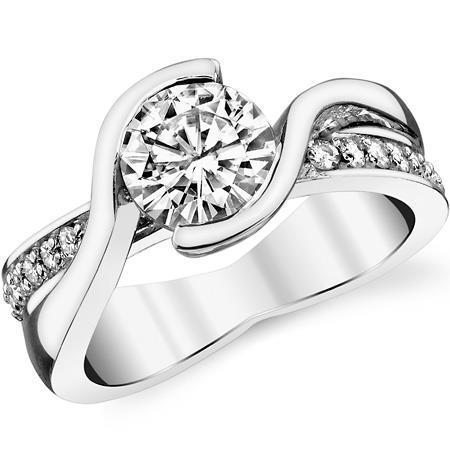 Bague De Fiançailles Réel Diamants Etincelants Coupe Ronde 3 Carats Tige Torsadée Nouveau
