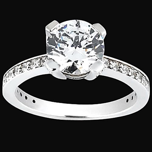 Bague De Fiançailles Réel Diamants Ronds 2.25 Carats Avec Accents