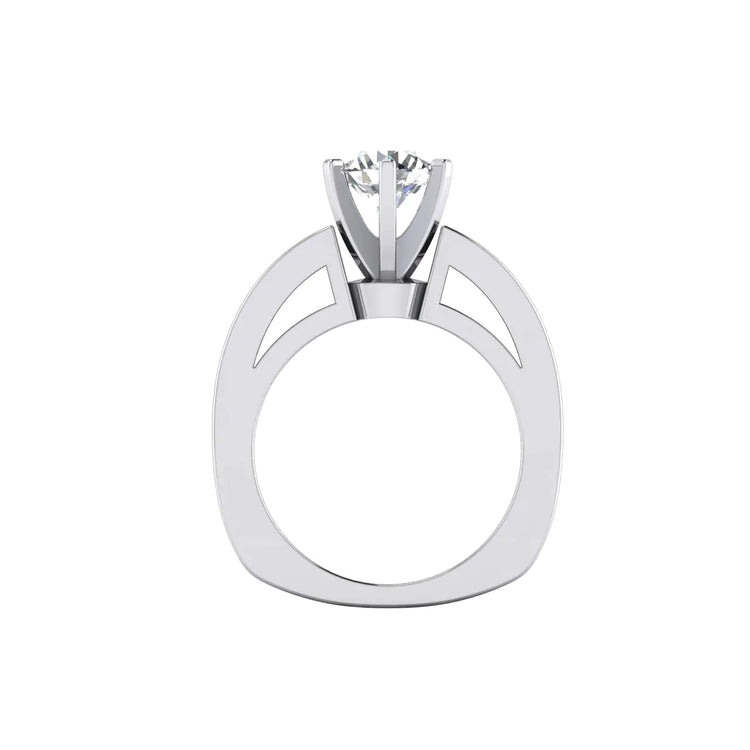 Bague De Fiançailles Ronde En Naturel Diamant A Tige Européenne Avec Accents WG 14K