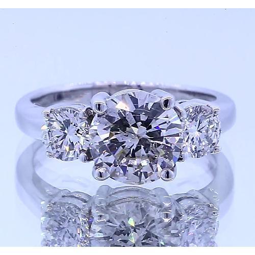 Bague De Fiançailles Ronde Naturel Diamant Trois Pierres Sertie De Griffes 2.50 Carats