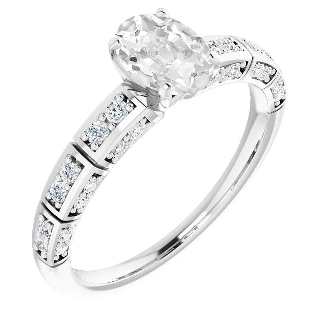 Bague De Fiançailles Ronde & Ovale Vieux Mineur Réel Diamant 5 Carats Style Unique