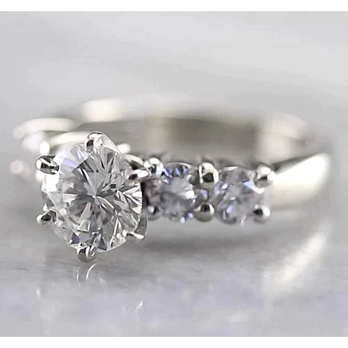 Bague De Fiançailles Ronde Pour Femme Réel Diamant