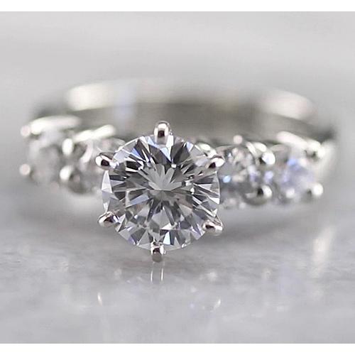 Bague De Fiançailles Ronde Pour Femme Réel Diamant