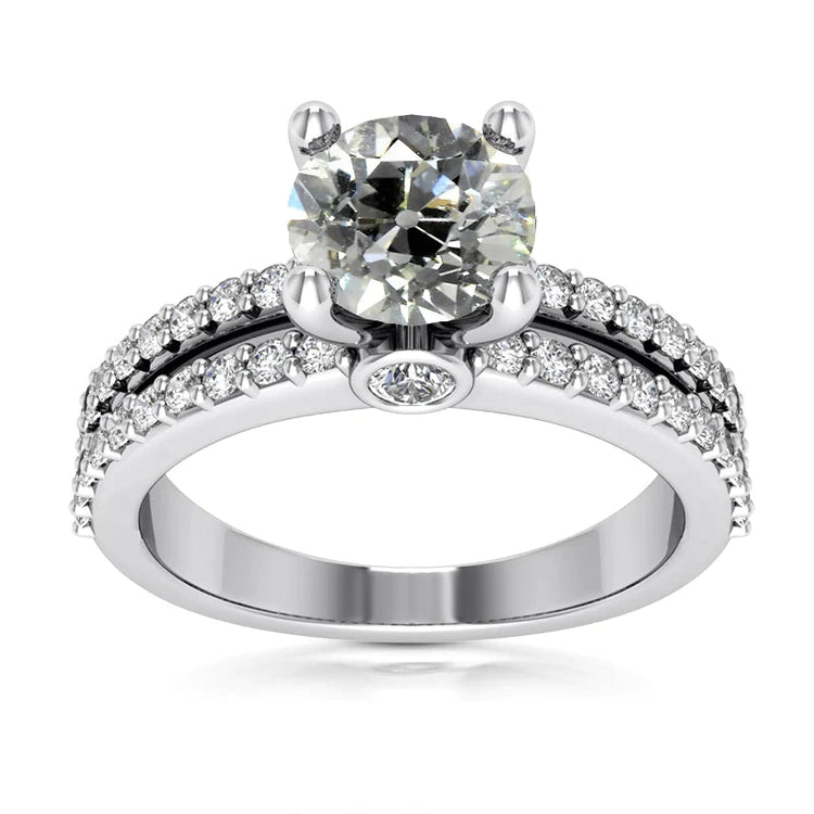 Bague De Fiançailles Ronde Réel Diamants Taille Ancienne 5.75 Carats Tige Fendue