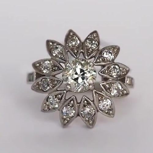 Bague De Fiançailles Ronde Vieux Mineur Réel Diamond Star Style 1.75 Carats