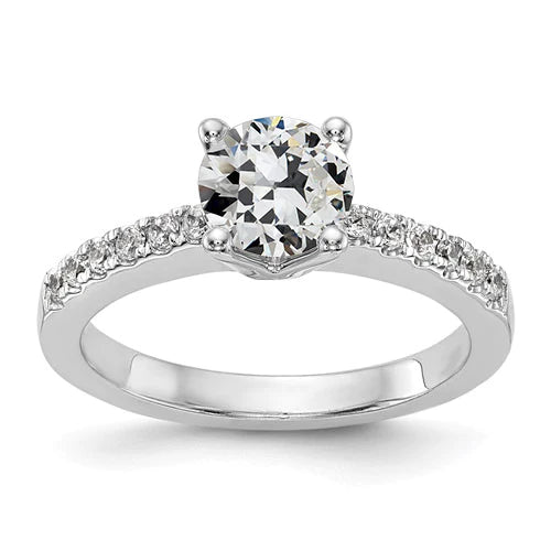 Bague De Fiançailles Ronde Vieux Mineur Serti De Griffes De Réel Diamant 2.50 Carats