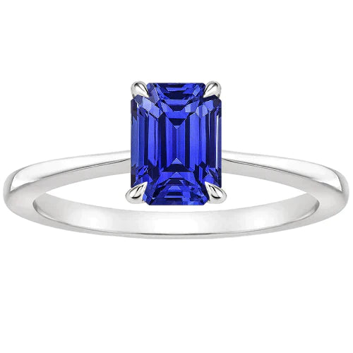 Bague De Fiançailles Saphir Taille émeraude 3 Carats