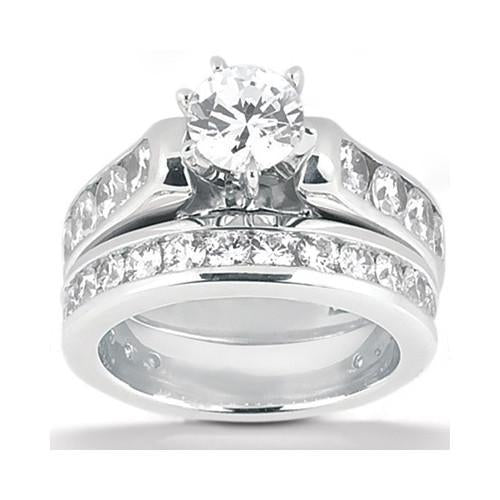 Bague De Fiançailles Sertie De Naturel Diamants 4.15 Carats Bague En Or Blanc