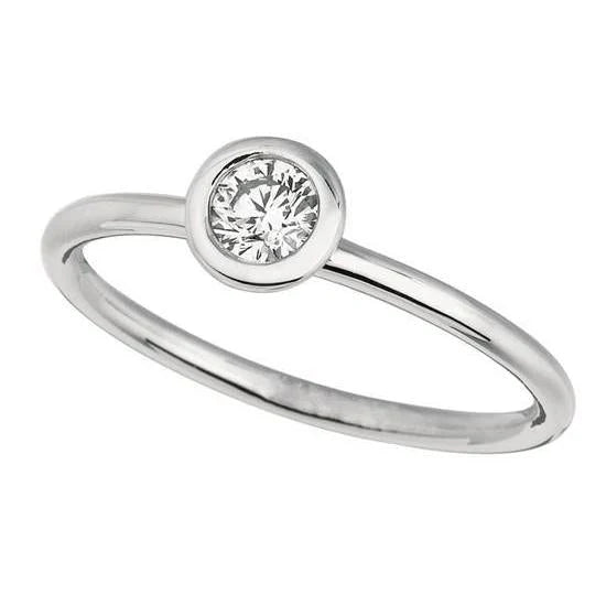 Bague De Fiançailles Sertie De Naturel Diamants Ronds De 0,50 Carats En Or Blanc 14K
