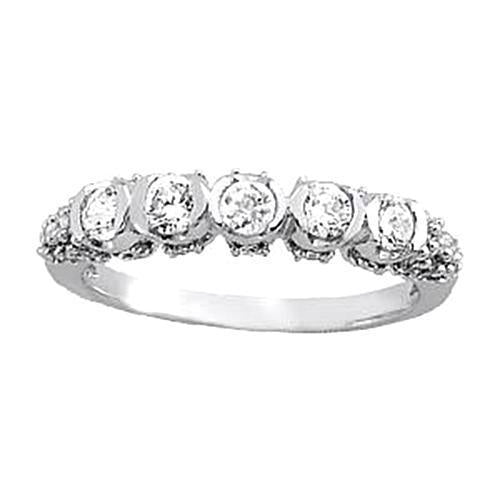 Bague De Fiançailles Sertie De Réel Diamants 1 Carat Or Blanc 14K