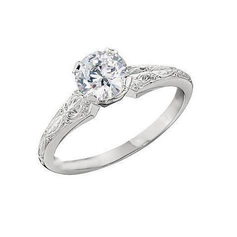 Bague De Fiançailles Solitaire 2 Carats Aspect Antique Réel Diamant Or