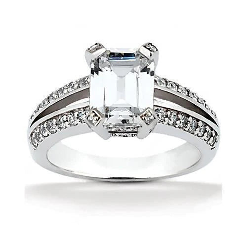 Bague De Fiançailles Solitaire Avec Gros Réel Diamants De 2.60 Carats Avec Accents