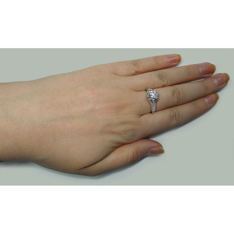 Bague De Fiançailles Solitaire Avec Naturel Diamants De 2.76 Carats En Or Blanc