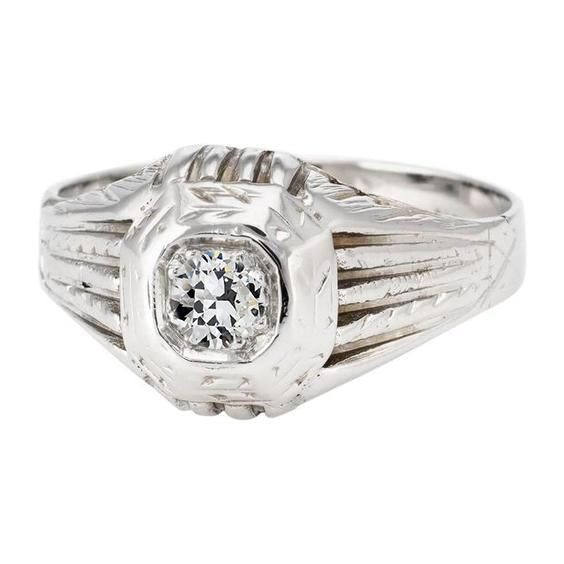 Bague De Fiançailles Solitaire De Style Ancien Réel Diamant Rond Taille Ancienne 1 Carat
