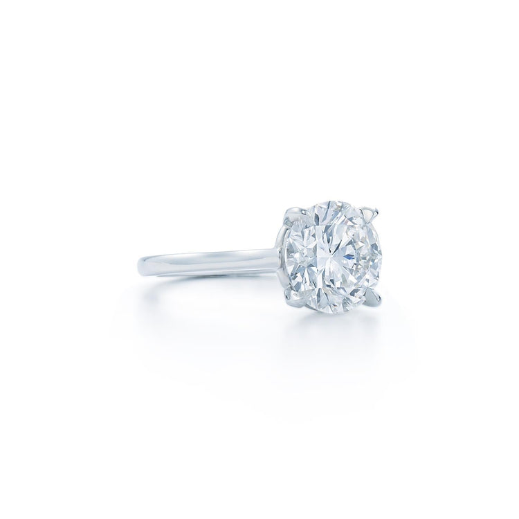 Bague De Fiançailles Solitaire En Or Blanc 14 Carats Avec Naturel Diamants Coupe Ronde 3 Carats