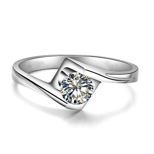 Bague De Fiançailles Solitaire En Or Blanc 14K Taille Brillant Avec Naturel Diamant De 1.25 Ct