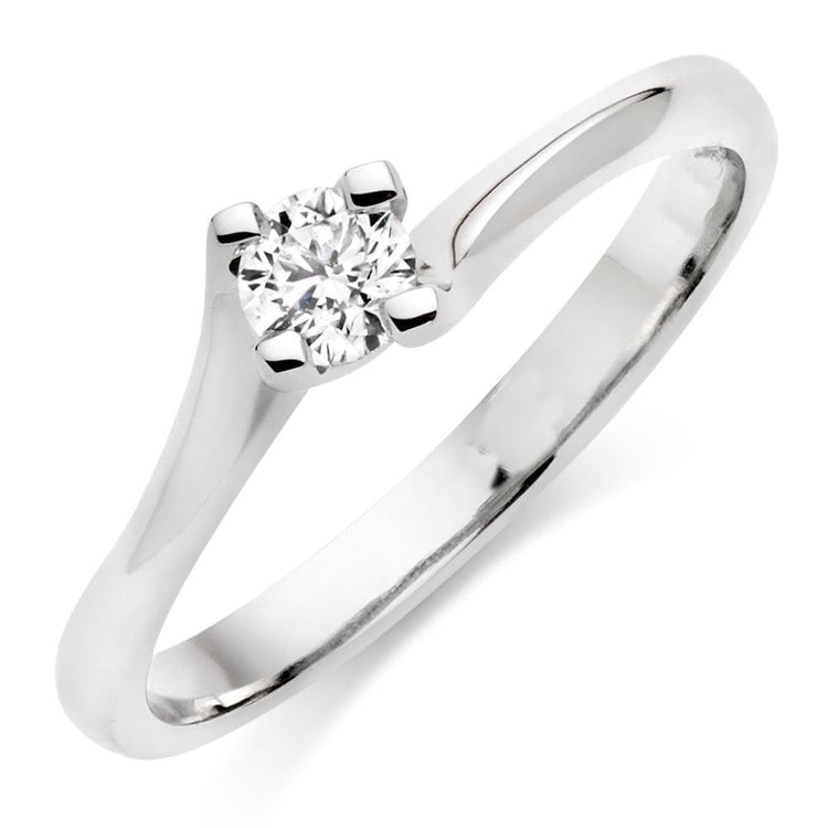 Bague De Fiançailles Solitaire En Or Blanc Avec Véritable Diamants Ronds 1.10 Carat
