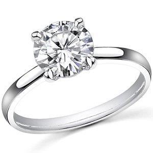 Bague De Fiançailles Solitaire En Réel Diamants Sertie De Griffes Rondes De 1.50 Carats
