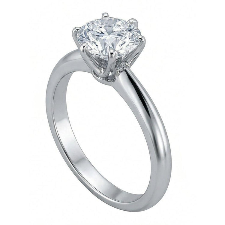 Bague De Fiançailles Solitaire Naturel Diamant Naturels Extraits des Mines ( et non cultivés en laboratoire ) Rond 1 Carat En Or Blanc 14K