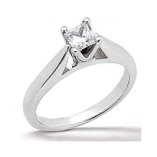 Bague De Fiançailles Solitaire Naturel Diamant Princesse 0.75 Carat