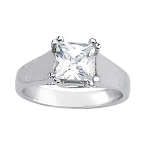 Bague De Fiançailles Solitaire Princesse Réel Diamant 2.00 Carats