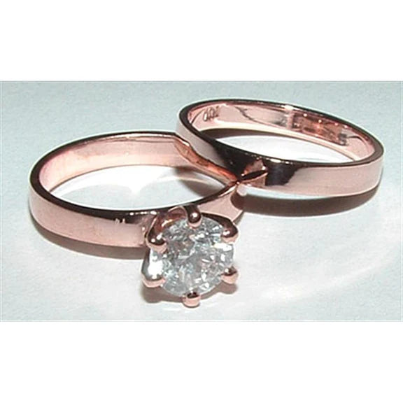 Bague De Fiançailles Solitaire Réel Diamant 1 Carat Or Rose 14K