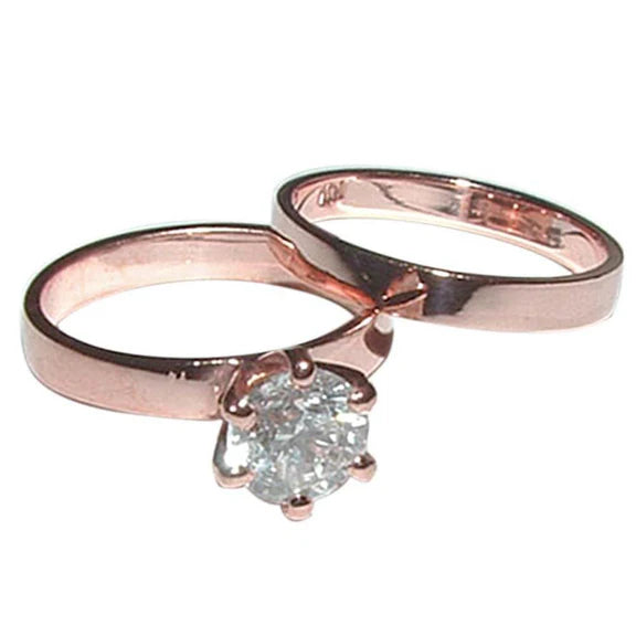 Bague De Fiançailles Solitaire Réel Diamant 1 Carat Or Rose 14K