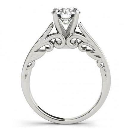 Bague De Fiançailles Solitaire Réel Diamant 2.01 Carats Or Blanc 14K