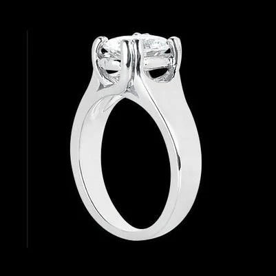 Bague De Fiançailles Solitaire Réel Diamant Ovale 2 Carats Or Blanc 14K