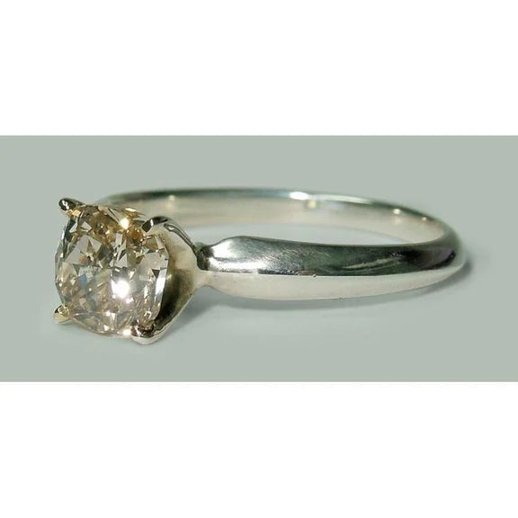 Bague De Fiançailles Solitaire Réel Diamant Radiant 1.50 Carat Or Blanc 14K