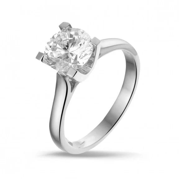 Bague De Fiançailles Solitaire Réel Diamant Rond 2 Carat Or Blanc