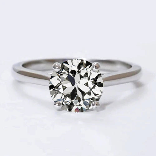 Bague De Fiançailles Solitaire Ronde Réel Diamant Taille Ancienne Sertie 4 Griffes 2 Carats