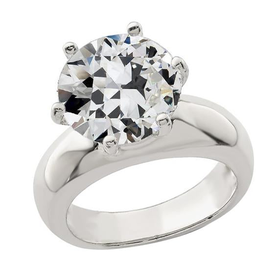 Bague De Fiançailles Solitaire Ronde Vieux Mineur Naturel Diamant Large Bande 5 Carats