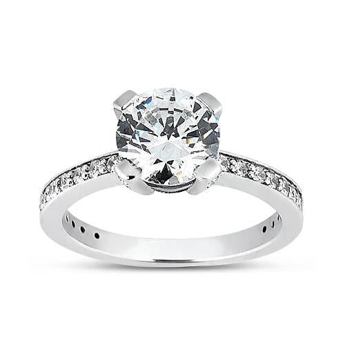 Bague De Fiançailles Solitaire Sertie De Véritable Diamants Ronds 1.45 Carat WG 14K