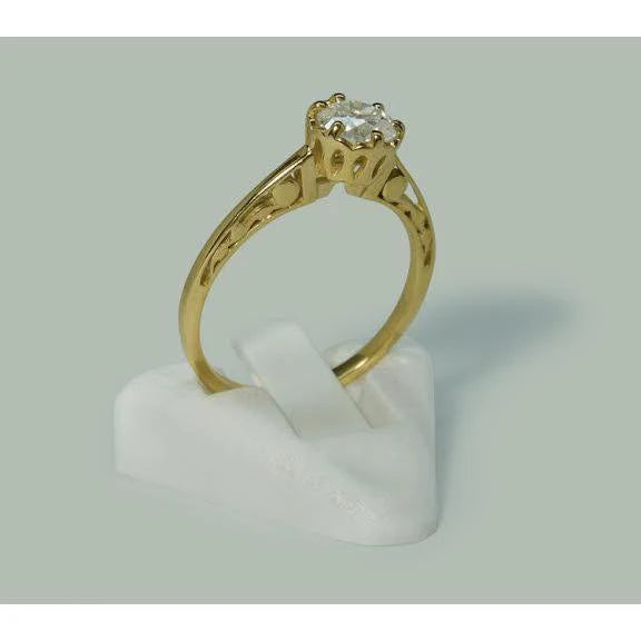 Bague De Fiançailles Solitaire Style Couronne Réel Diamant Rond 1 Carat