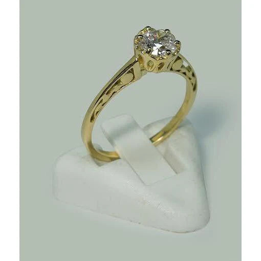 Bague De Fiançailles Solitaire Style Couronne Réel Diamant Rond 1 Carat
