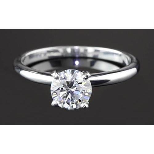 Bague De Fiançailles Solitaire Véritable Diamant Rond 1.25 Or Blanc 14K