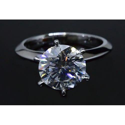 Bague De Fiançailles Solitaire Véritable Diamant Rond 2 Carats