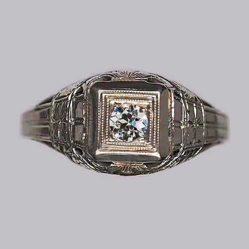 Bague De Fiançailles Solitaire Véritable Diamant Rond Old European 0.50 Carats