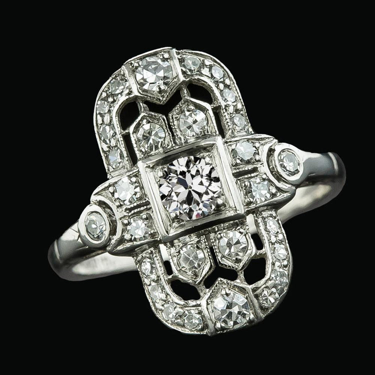 Bague De Fiançailles Style Ancien Véritable Diamants Ronds Taille Ancienne 3 Carats