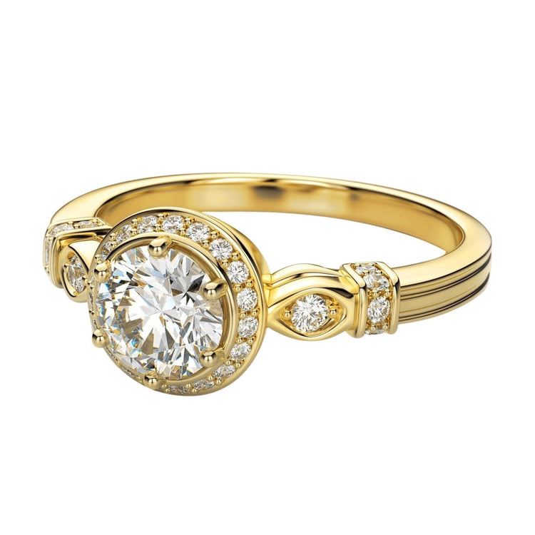 Bague De Fiançailles Style Antique Or Jaune 14K 2.70 Carats Véritable Diamants Neuve