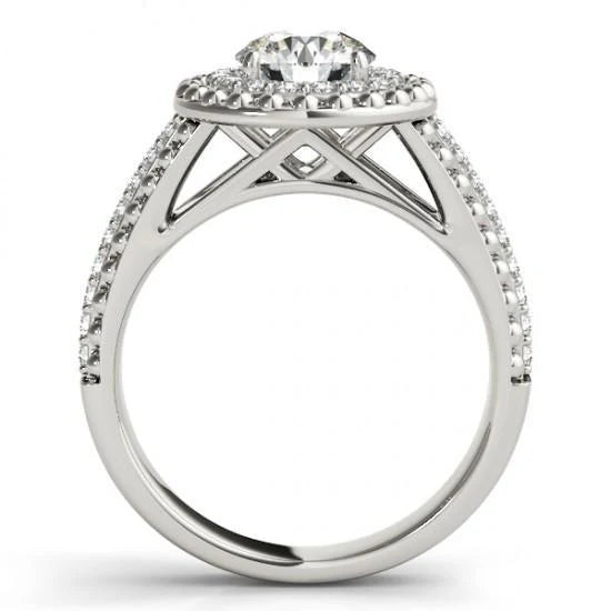 Bague De Fiançailles Style Antique Réel Diamant 2 Carats Or Blanc 14K