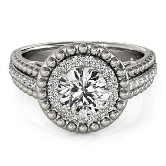 Bague De Fiançailles Style Antique Réel Diamant 2 Carats Or Blanc 14K