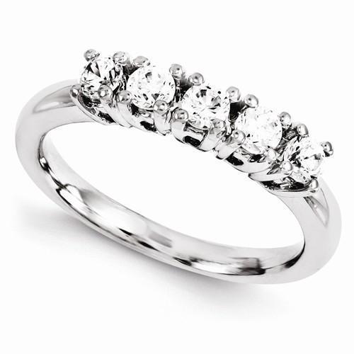 Bague De Fiançailles Véritable Diamant 0.75 Carats Bijoux Dames Or Blanc 14K
