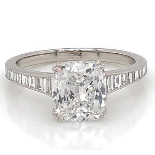 Bague De Fiançailles Véritable Diamant 3 Carats Serti De Griffes De Coussin Bijoux Pour Femmes